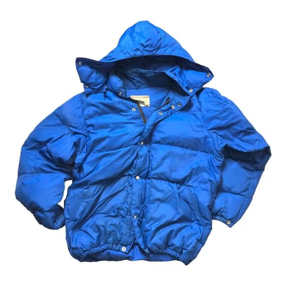 REI Vintage 80s Royal Blue Puffer Coat Jacket with Hood Men's XL - Picture 1 of 4